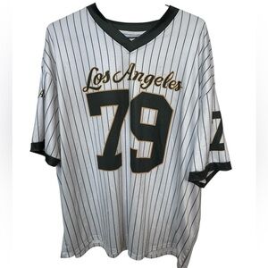 Los Angeles Pinstripe Brown White #79 LA Baseball Jersey Men’s XL